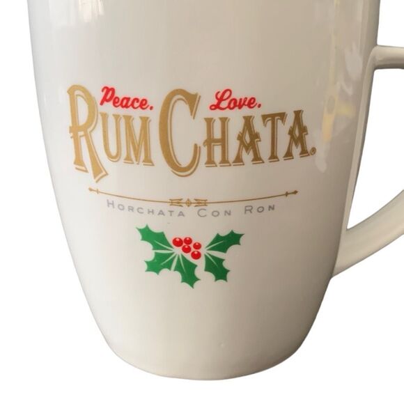 Pre Owned Rum Chata Horchata Con Ron Gold Letters Ceramic Coffee Peace Love Mug - Picture 13 of 13